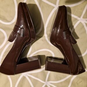 Elegant Brown Patent Leather Women's Heels